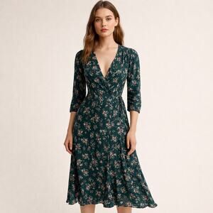 Reformation Melba Wrap Midi Dress – Emilia Green Floral – Size M